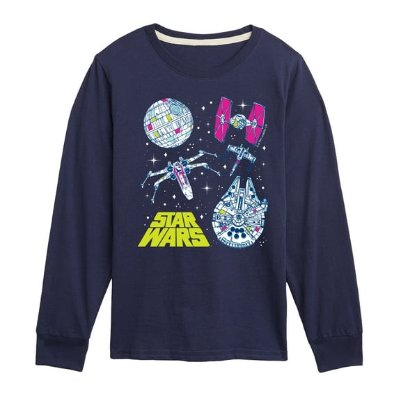 Star Wars - Millennium Falcon, Death Star, & Ships - Toddler And Youth Long Sleeve Tee