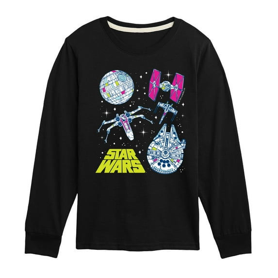 Star Wars - Millennium Falcon, Death Star, & Ships - Toddler And Youth Long Sleeve Tee