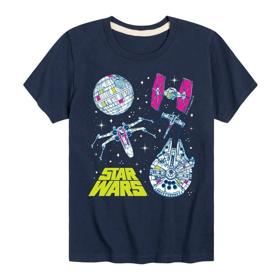 Star Wars - Millennium Falcon, Death Star, & Ships - Toddler And Youth Short Sleeve Tee