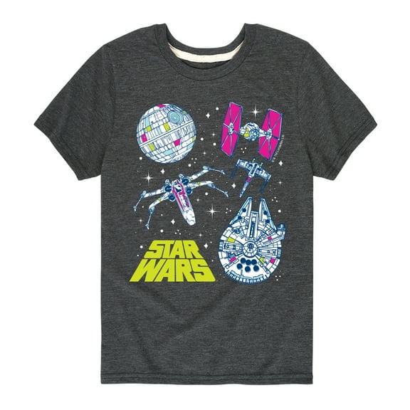 Star Wars - Millennium Falcon, Death Star, & Ships - Toddler And Youth Short Sleeve Tee