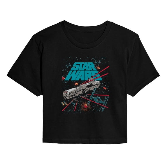 Star Wars - Ships Tonal - Juniors Cropped Graphic T-Shirt