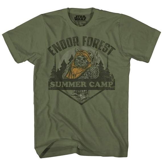 Star Wars Men's Endor Forest Summer Camp Ewok Design Adult Short Sleeve Graphic Print T-Shirt