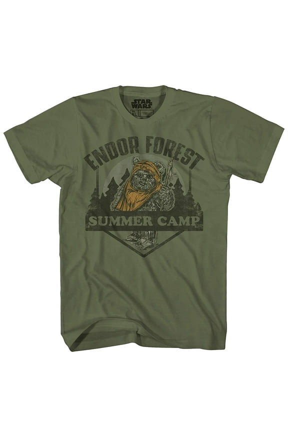 Star Wars Men's Endor Forest Summer Camp Ewok Design Adult Short Sleeve Graphic Print T-Shirt
