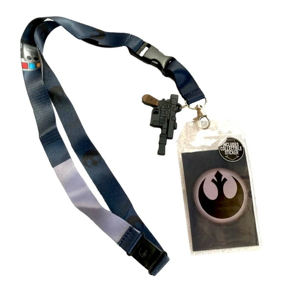 Star Wars Solo ID Holder Lanyard With Blaster Charm, Detachable Key Fob, Sticker