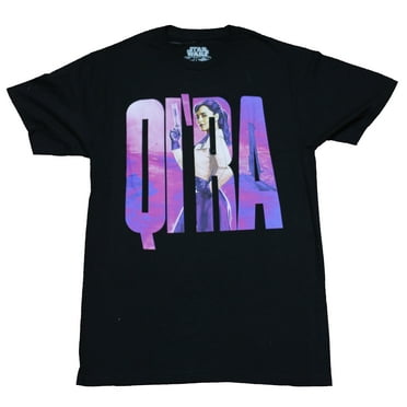 Star Wars Solo Mens T-Shirt - Qi'ra Holding Gun In Purple Name (Large)