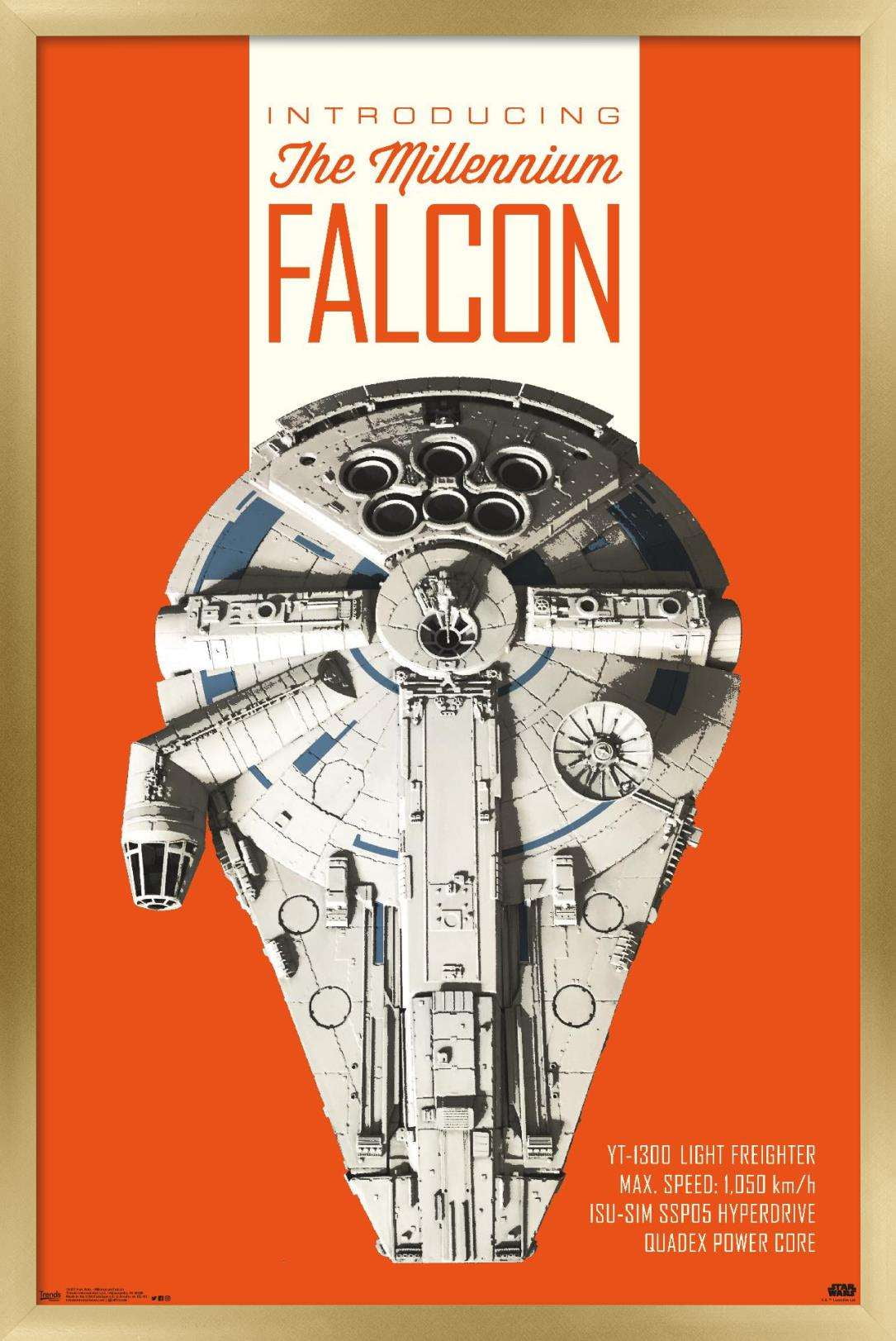 Star Wars: Solo - Millennium Falcon Wall Poster, 14.725" x 22.375", Framed