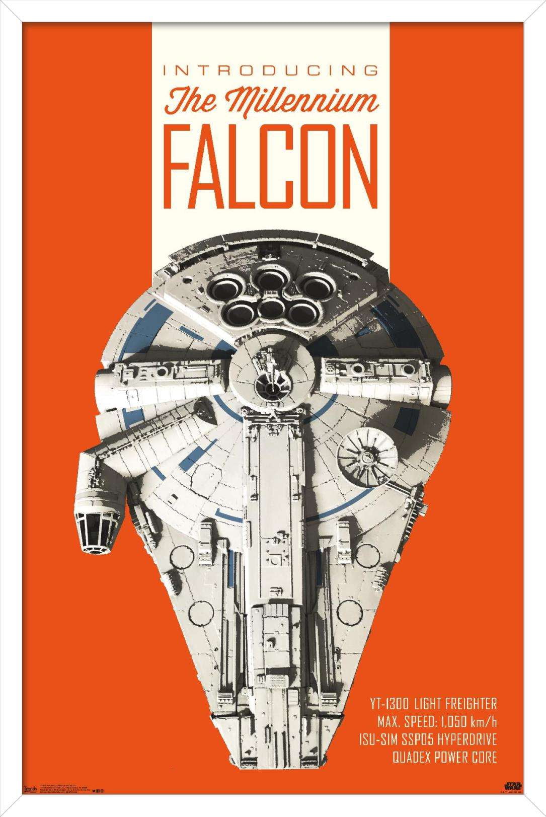 Star Wars: Solo - Millennium Falcon Wall Poster, 14.725" x 22.375", Framed
