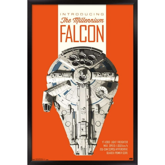 Star Wars: Solo - Millennium Falcon Wall Poster, 14.725" x 22.375", Framed