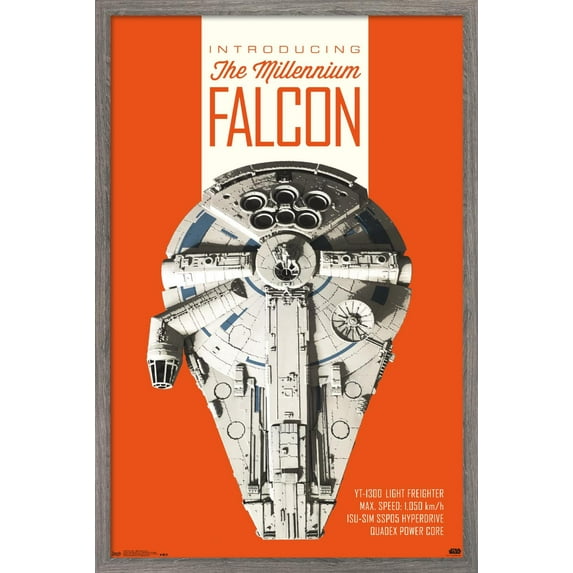 Star Wars: Solo - Millennium Falcon Wall Poster, 22.375" x 34", Framed