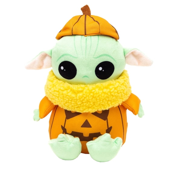 Star Wars Squeaky Plush Dog Toy for Large, Medium & Small Dogs, Halloween Grogu Pumpkin Sitting Pose