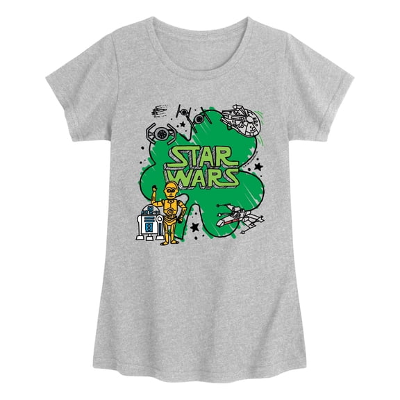 Star Wars - St. Paddy's Scribble - Youth Girls Fitted Short Sleeve T-Shirt
