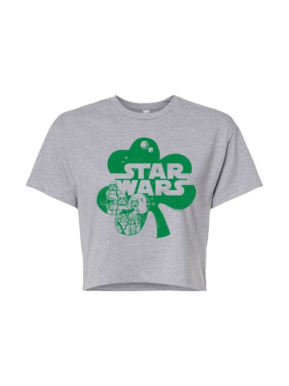 - St. Patrick's Day Clover - Juniors Cropped Graphic T-Shirt