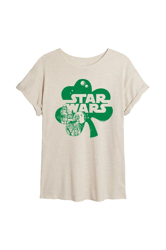 - St. Patrick's Day Clover - Women's Oversized Graphic T-Shirt