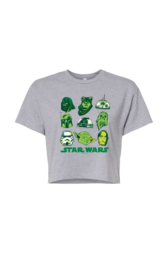 - St. Patrick's Day Green Grid - Juniors Cropped Graphic T-Shirt