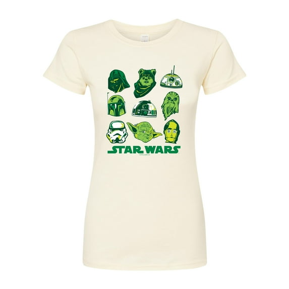 Star Wars - St. Patrick's Day Green Grid - Juniors Fitted Graphic T-Shirt