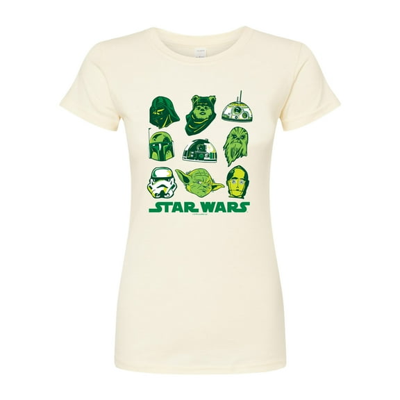Star Wars - St. Patrick's Day Green Grid - Juniors Fitted Graphic T-Shirt