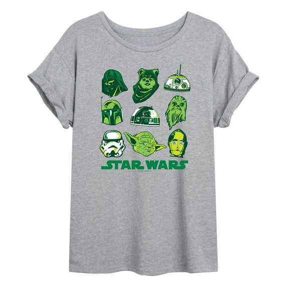 Star Wars - St. Patrick's Day Green Grid - Women's Oversized Graphic T-Shirt
