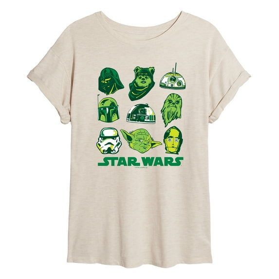 Star Wars - St. Patrick's Day Green Grid - Women's Oversized Graphic T-Shirt