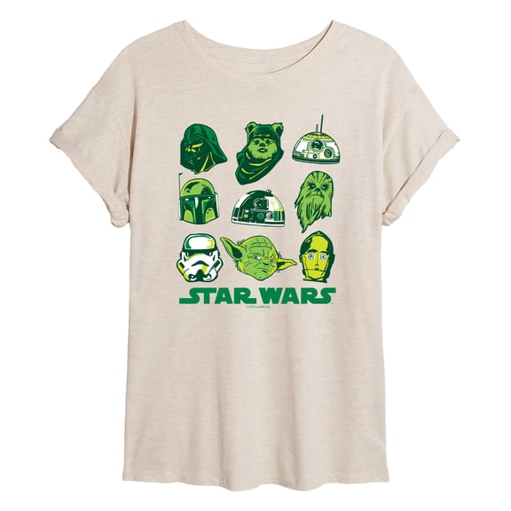 Star Wars - St. Patrick's Day Green Grid - Women's Oversized Graphic T-Shirt