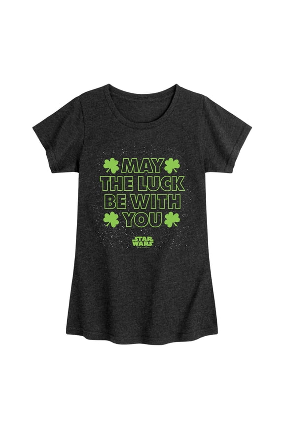 - St. Patrick's Day May Luck Be With You - Toddler And Youth Girls Fitted Short Sleeve Graphic T-Shirt