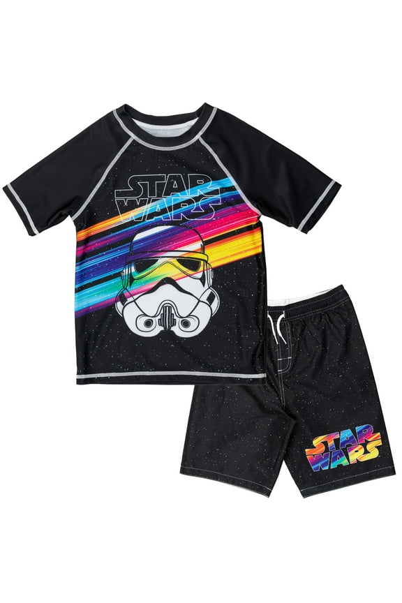 Stormtrooper Big Boys Rash Guard and Swim Trunks Outfit Set Little Kid to Big Kid