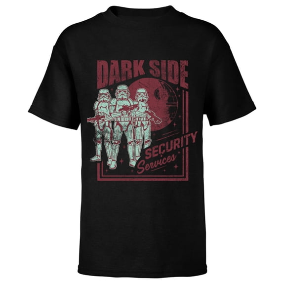 Star Wars Stormtrooper Dark Side Security Services Vintage Standard - Short Sleeve T-Shirt for Kids – Customized-Black