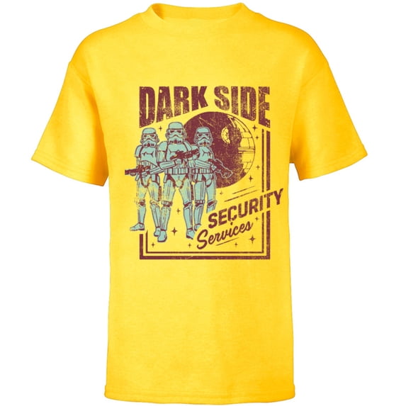 Star Wars Stormtrooper Dark Side Security Services Vintage Standard - Short Sleeve T-Shirt for Kids – Customized-Yellow