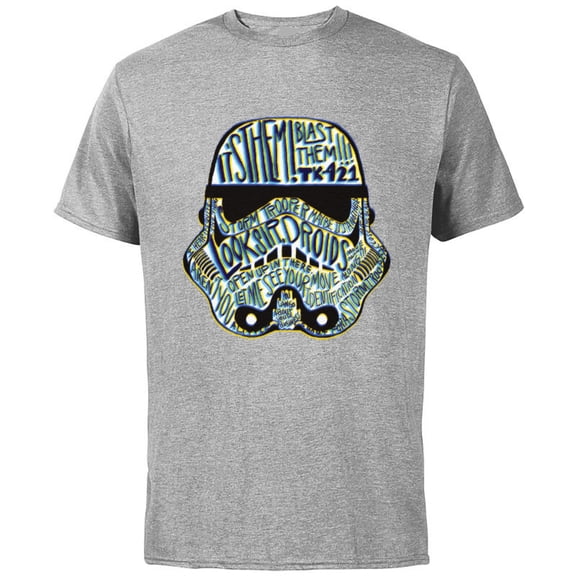 Star Wars Stormtrooper Helmet Quotes - Short Sleeve Cotton T-Shirt for Adults - Customized-Athletic Heather