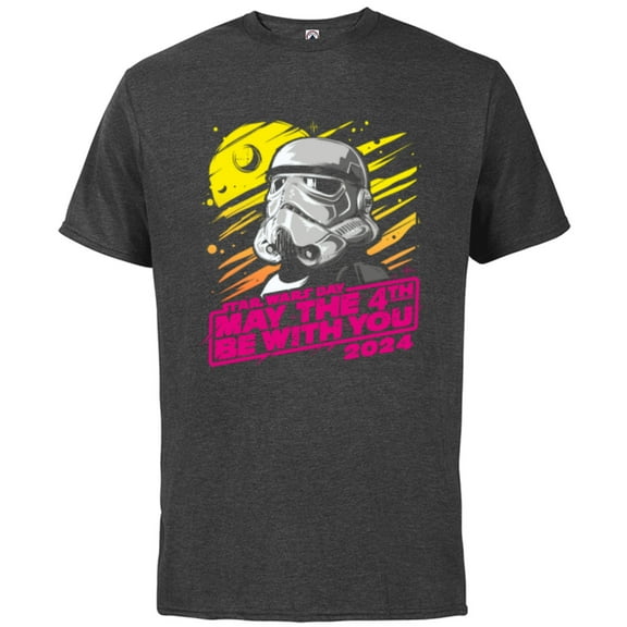 Star Wars Stormtrooper May the 4th Be With You 2024 - Short Sleeve Cotton T-Shirt for Adults - Customized-Charcoal Heather