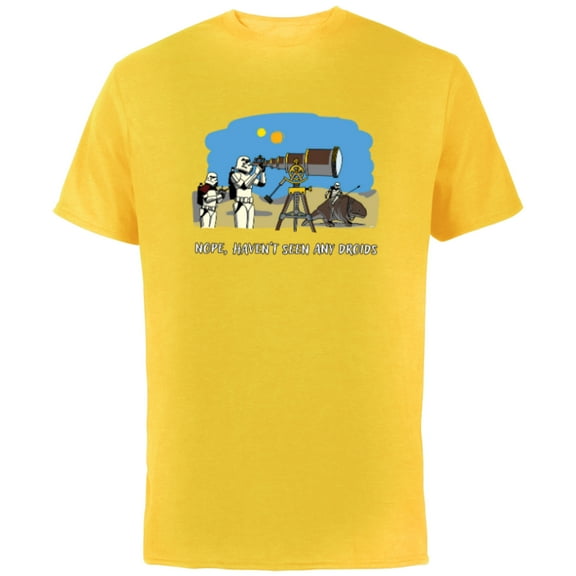 Star Wars Stormtrooper “Nope, Haven’t Seen Any Droids” Funny - Short Sleeve Cotton T-Shirt for Adults - Customized-Yellow