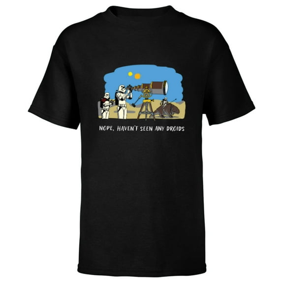 Star Wars Stormtrooper “Nope, Haven’t Seen Any Droids” Funny - Short Sleeve T-Shirt for Kids - Customized-Black