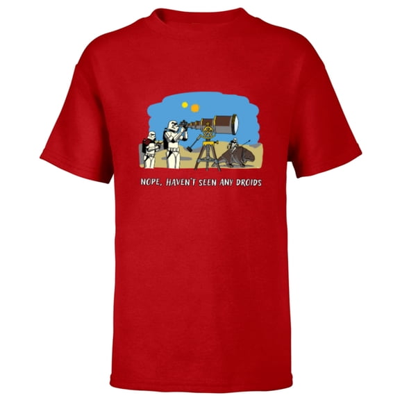 Star Wars Stormtrooper “Nope, Haven’t Seen Any Droids” Funny - Short Sleeve T-Shirt for Kids - Customized-Red
