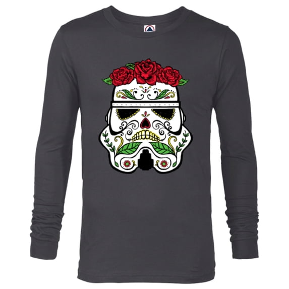 Star Wars Stormtrooper Roses Sugar Skull - Long Sleeve T-Shirt for Men - Customized-Charcoal Heather