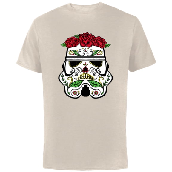 Star Wars Stormtrooper Roses Sugar Skull - Short Sleeve Cotton T-Shirt for Adults - Customized-Putty