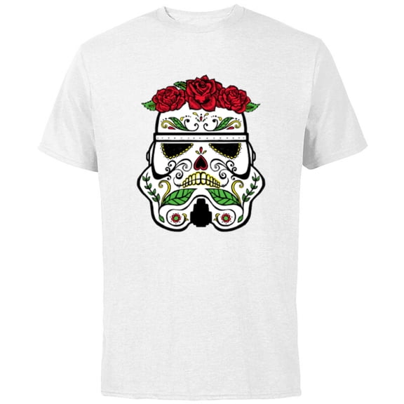 Star Wars Stormtrooper Roses Sugar Skull - Short Sleeve Cotton T-Shirt for Adults - Customized-White