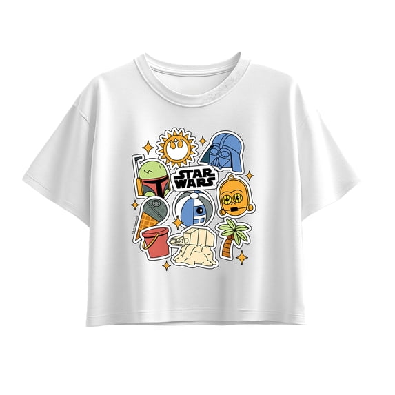 Star Wars - Summer Stickers - Youth Girls Boxy T-Shirt