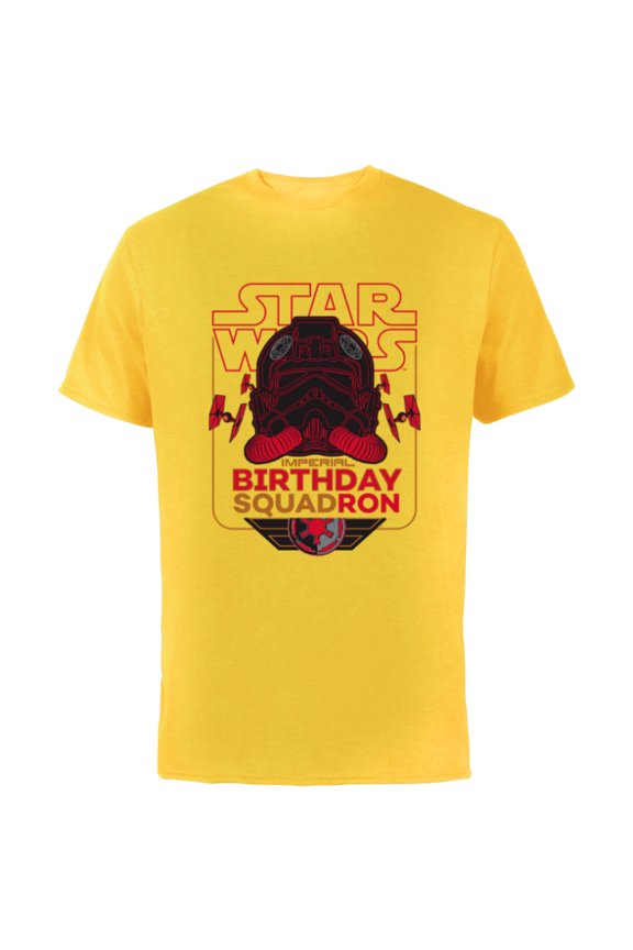 TIE Fighter Pilot Imperial Birthday Squad Squadron - Short Sleeve Cotton T-Shirt for Adults - Customized-Yellow
