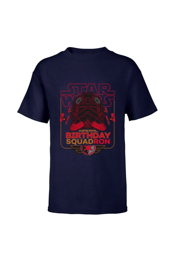 TIE Fighter Pilot Imperial Birthday Squad Squadron - Short Sleeve T-Shirt for Kids - Customized-Navy