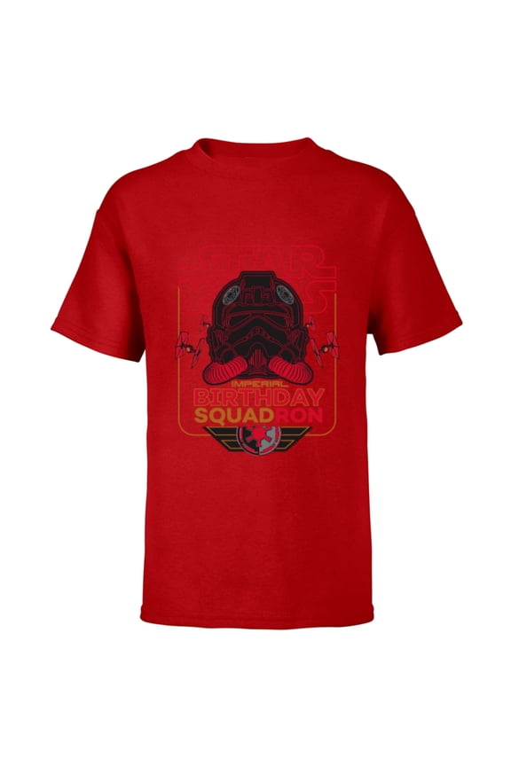 TIE Fighter Pilot Imperial Birthday Squad Squadron - Short Sleeve T-Shirt for Kids - Customized-Red