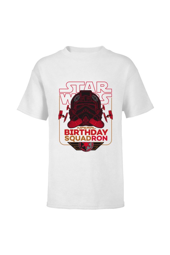 TIE Fighter Pilot Imperial Birthday Squad Squadron - Short Sleeve T-Shirt for Kids - Customized-White