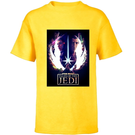 Star Wars Tales of the Jedi Ahsoka and Dooku Disney  - Short Sleeve T-Shirt for Kids - Customized-Yellow