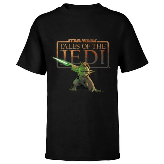 Star Wars Tales of the Jedi Yaddle with Lightsaber Disney+ - Short Sleeve T-Shirt for Kids - Customized-Black