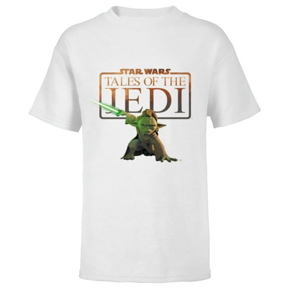 Star Wars Tales of the Jedi Yaddle with Lightsaber Disney+ - Short Sleeve T-Shirt for Kids - Customized-White
