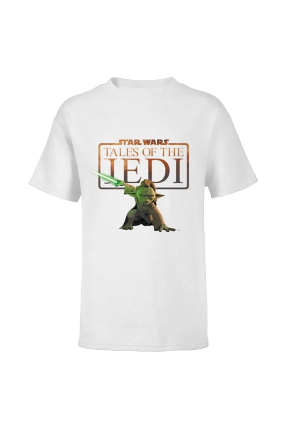 Tales of the Jedi Yaddle with Lightsaber Disney+ - Short Sleeve T-Shirt for Kids - Customized-White