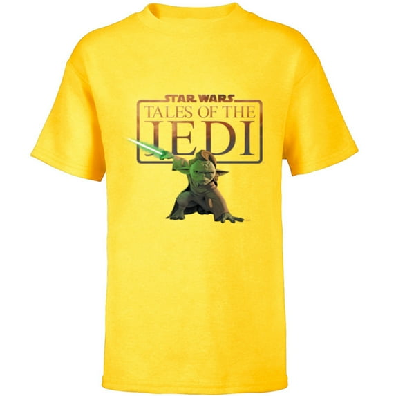 Star Wars Tales of the Jedi Yaddle with Lightsaber Disney+ - Short Sleeve T-Shirt for Kids - Customized-Yellow