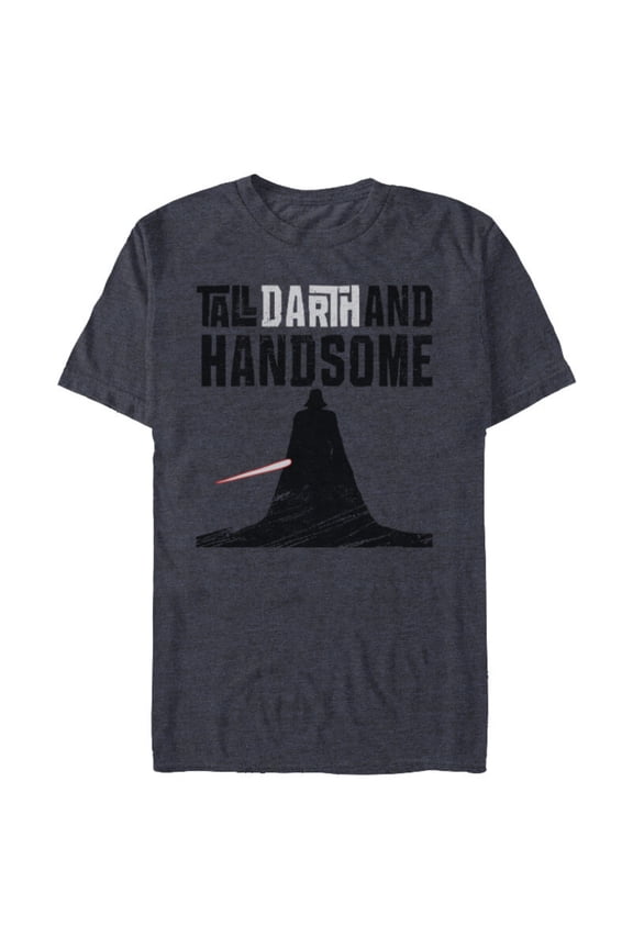 Tall Darth and Handsome Funny - Short Sleeve Blended T-Shirt for Adults -Customized-Navy Heather