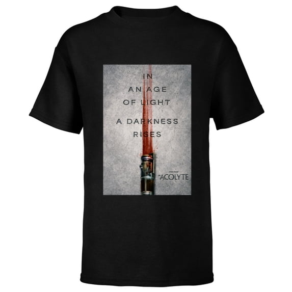 Star Wars The Acolyte Lightsaber Poster A Darkness Rises- Short Sleeve T-Shirt for Kids - Customized-Black