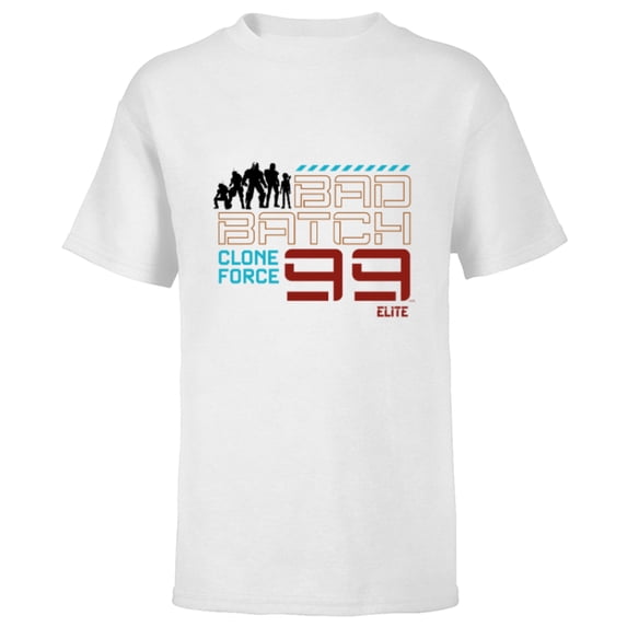 Star Wars The Bad Batch Clone Force 99 Elite Team Silhouette - Short Sleeve T-Shirt for Kids - Customized-White