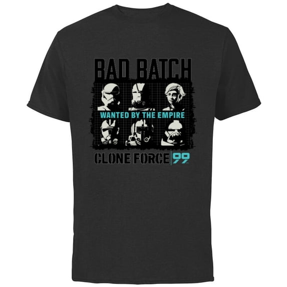 Star Wars The Bad Batch Clone Force 99 Wanted by the Empire - Short Sleeve Cotton T-Shirt for Adults - Customized-Black
