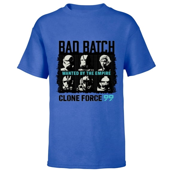 Star Wars The Bad Batch Clone Force 99 Wanted by the Empire - Short Sleeve T-Shirt for Kids - Customized-Royal